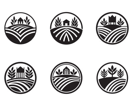 farming logol label farm food Design icon set