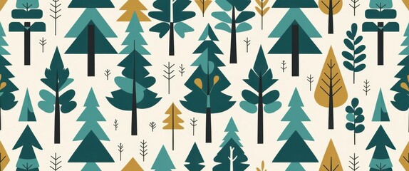 enchanting green tree and leaf pattern close-up illustration