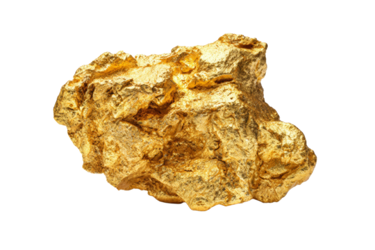A large gold rock with a shiny surface