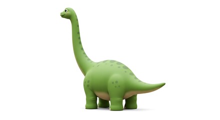 Obraz premium Cute green dinosaur cartoon character on white background illustration