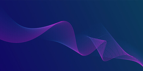 Dark blue abstract background with glowing wave lines. futuristic background Modern concept technology.