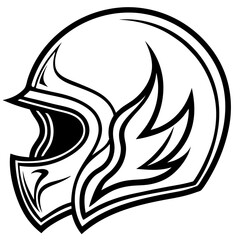 Obraz premium Speed Demon Helmet with Flames – Vector Art on White