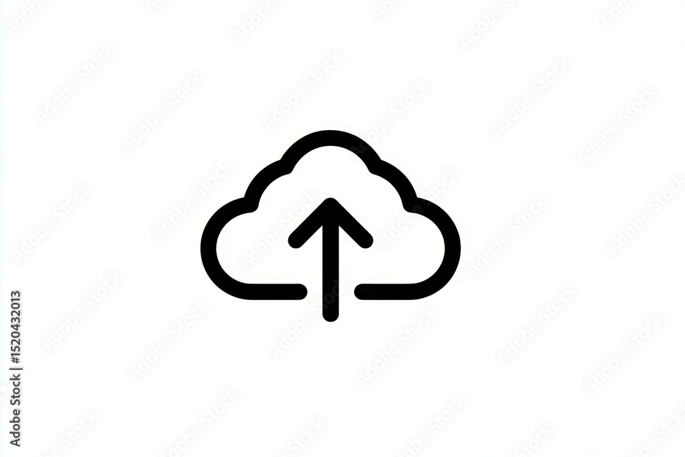 Poster black cloud with upward arrow icon indicating data upload or cloud storage concept