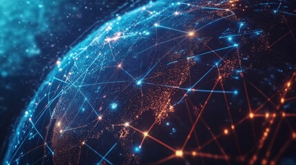 Global Connectivity - Satellites and Network Lines Communication Icon