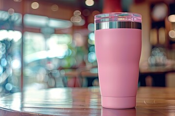 Ultra Quality Image of Pink Stainless Steel Tumbler with Lid