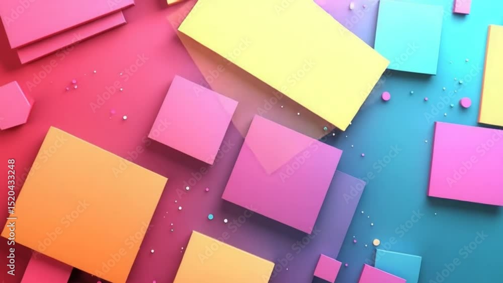 Aufkleber vibrant geometric animation with dynamic square shapes and smooth transitions in pastel color