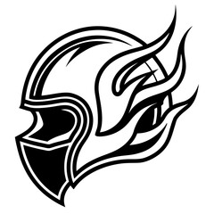 Flaming Helmet Vector – Clean White Background