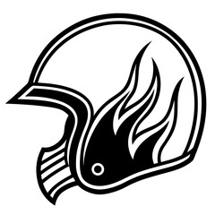 Flaming Helmet Vector – Clean White Background