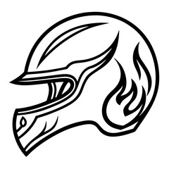 Flaming Helmet Vector – Clean White Background