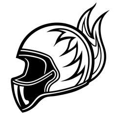 Flaming Helmet Vector – Clean White Background