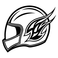 Flaming Helmet Vector – Clean White Background