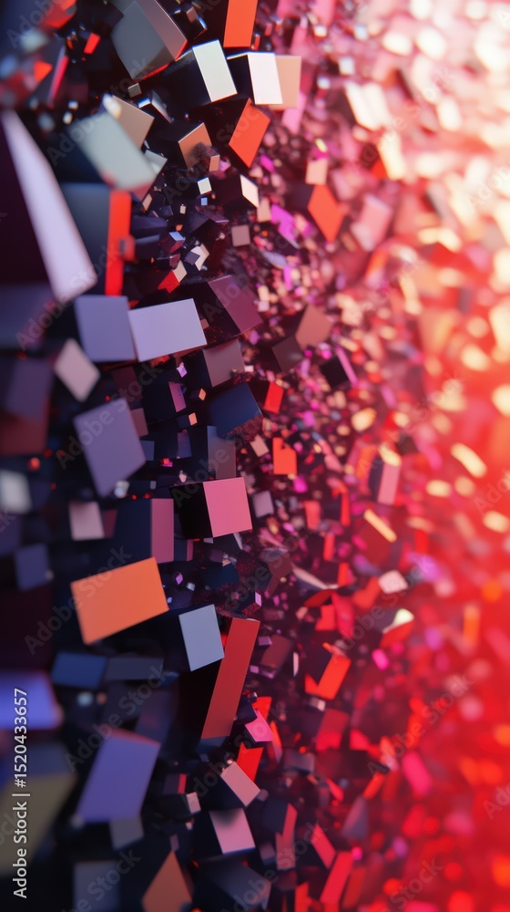 Poster abstract composition of geometric shapes with warm light diffusion rendering