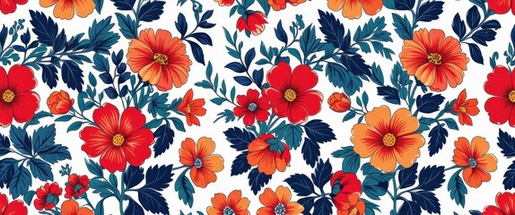 vibrant orange flower pattern on white background close-up