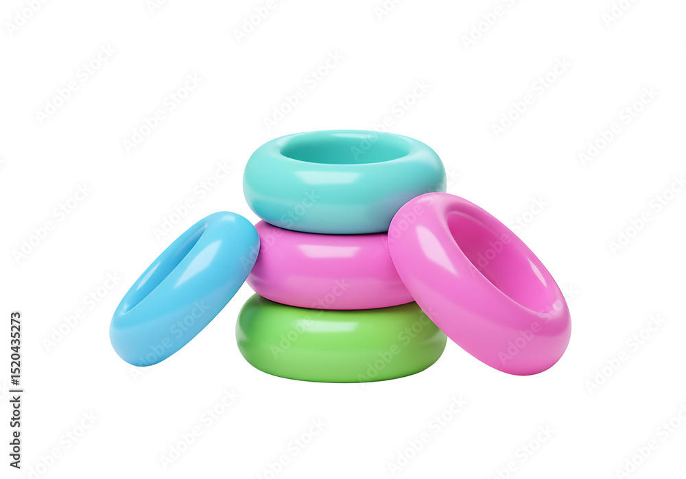 Poster stack of colorful round shapes object on white background
