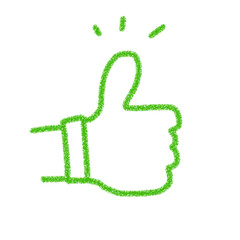 グッドサイン、いいね！のかわいい手書きアイコン　イラスト　素材　シンプル　緑　クレヨン風
