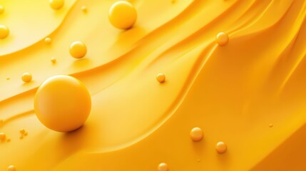 Abstract dynamic golden surface with waves and orbs for contemporary design