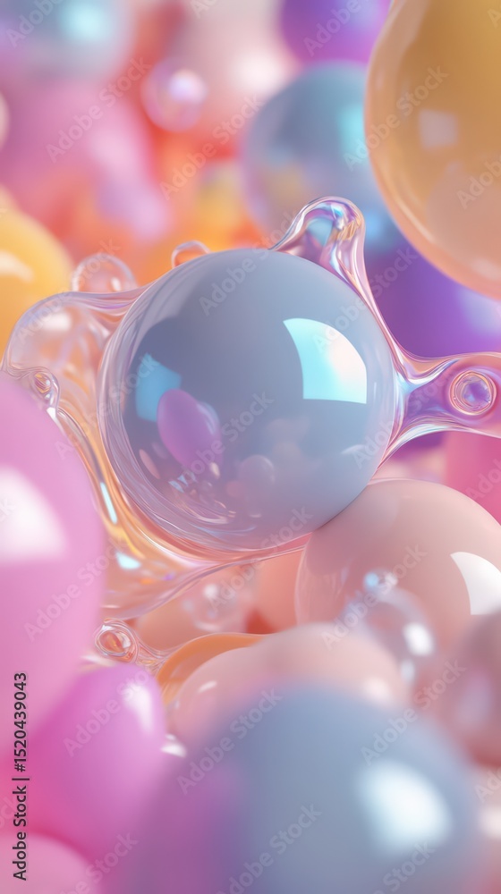 Poster abstract pastel orb compositions creating whimsical dreamy aesthetic rendering