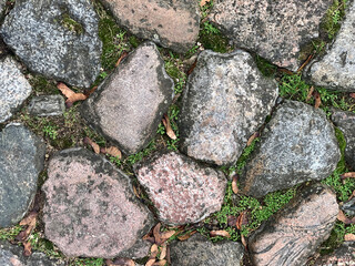 ancient pavement, street paved with multi-colored stones