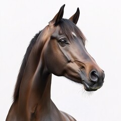 Fototapeta premium Majestic Horse Portrait. Brown Thoroughbred Stallion with Graceful Mane in Nature's Countryside