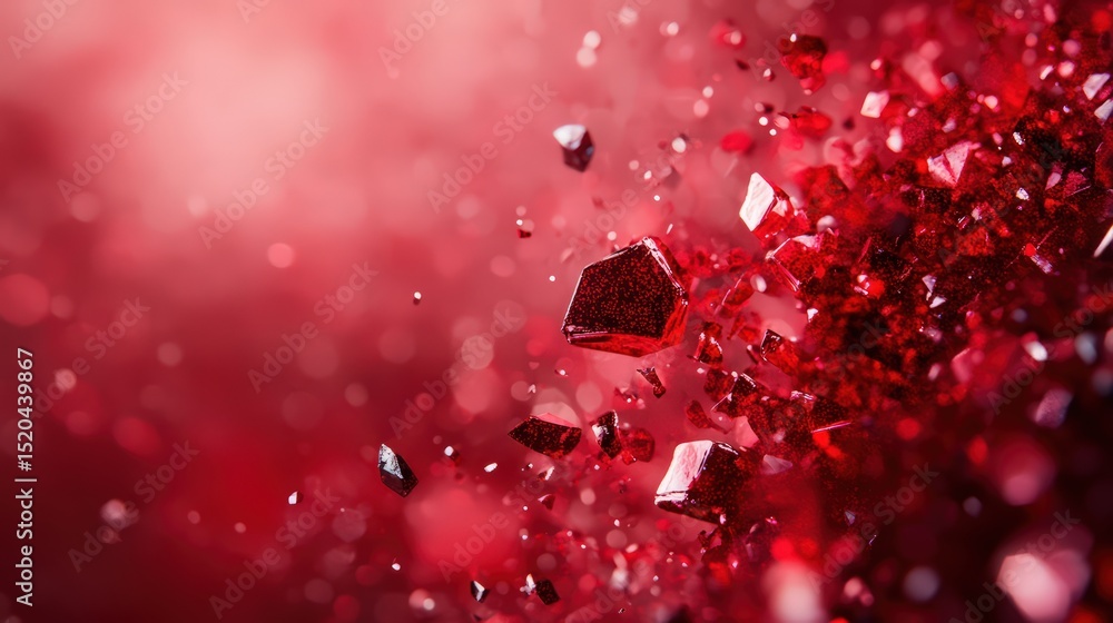 Poster abstract ruby crystal cluster explosion against radiant backdrop creates depth