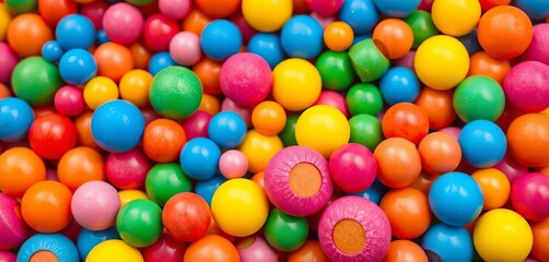 Obraz premium Colorful yo-yos in playful patterns against a vibrant background , festival, background