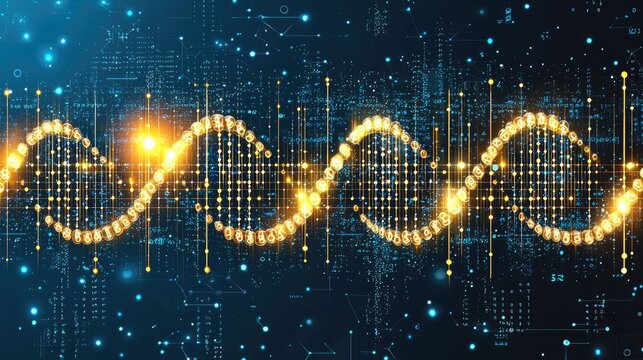 Led Dna Background Digital DNA with Interconnected Tech Background