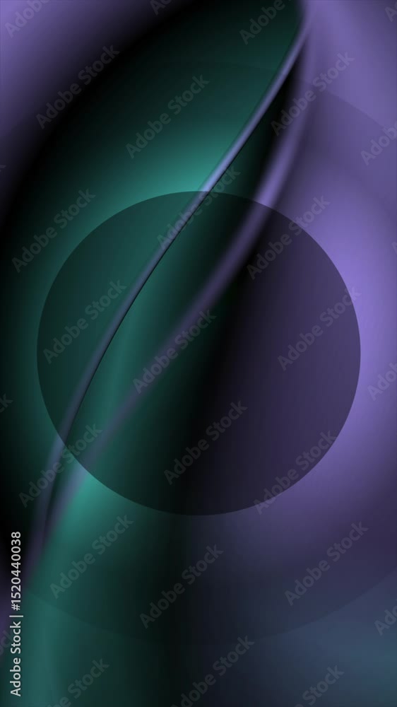 Poster blue violet holographic glossy wave and circle abstract motion background. vertical looped video ani