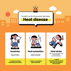 Summer Heat Disease Heat Wave Warning Character Illustration Template