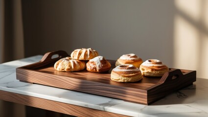 elegant pastries on luxurious marble tray illustration