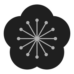和柄の梅のアイコンイラスト　モノクロ