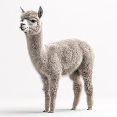 Adorable Baby Alpaca. Cute, Fluffy Pet Portrait in Afternoon Light - A Whimsical and Charming Animal Character