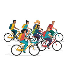 Group of People Riding Bicycles – Active Lifestyle & Urban Commuting Illustration