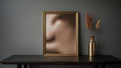 reflective beauty: woman's face in mirror contemplating symmetry