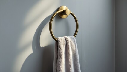 serene bathroom towel ring in white interior illustration