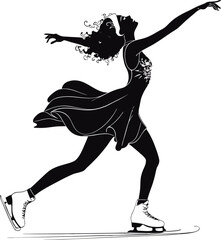 Graceful female figure skater performing an elegant routine on ice.