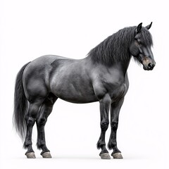 Majestic Black Stallion Rearing in Natural Habitat - Elegant Equine Silhouette in Forest Landscape