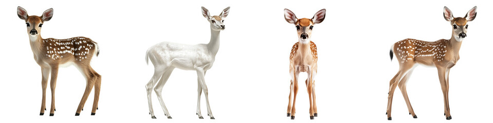 Set of a deer, isolated on a transparent background.