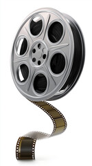 Obraz premium Film reel unwinding, symbolizing movie production and entertainment