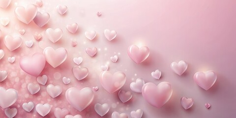 Delicate Floating Hearts on Soft Pink Gradient Background, romance, romantic elements