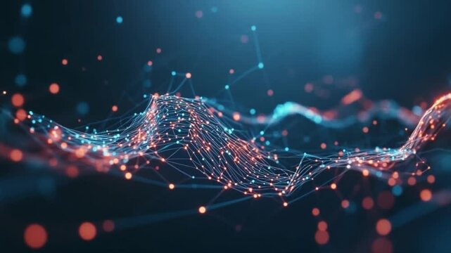 Abstract Digital Network Connection with Data Transfer and Artificial Intelligence