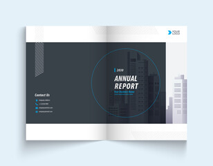 Blue annual report company brochure template A4 size printable design cover. Can be use to leaflet, brochure, layout design, portfolio, magazine, poster, corporate abstract presentation background.