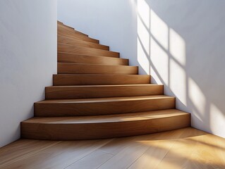 Modern Minimalist Wooden Staircase with Natural Light in Elegant Home Interior Design