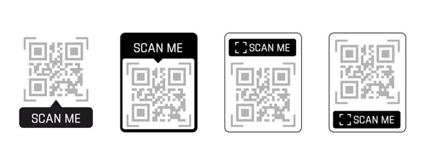 Scan qr code. Scan QR code flat icon with phone. Qr Code template for mobile app, payment and discounts. Barcode. Mobile payment and quick response codes. Scan me with smartphone. Vector illustration