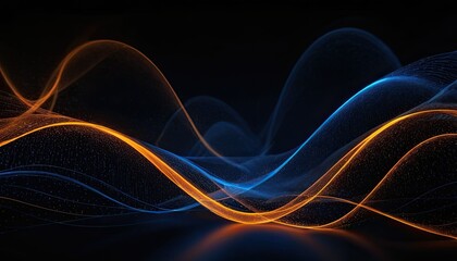 Obraz premium Abstract wave motion pattern on dark blue background wallpaper for digital technology AI Generated 2