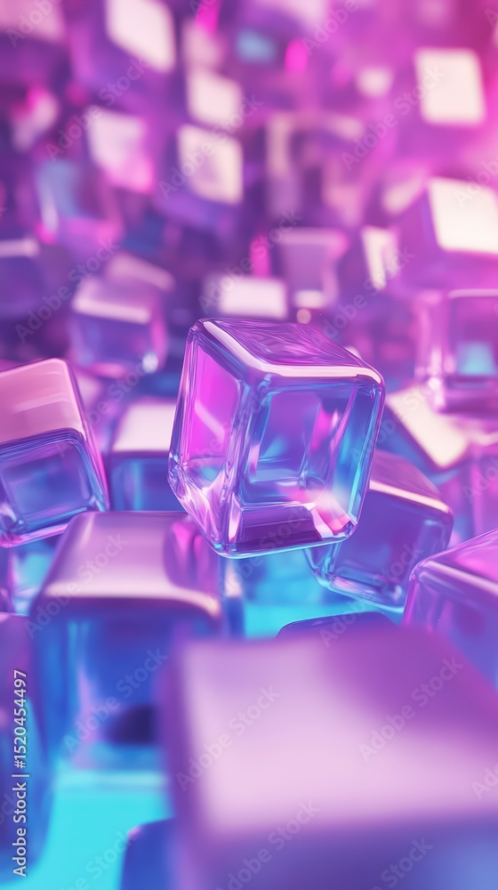 Aufkleber chromatic cubes: a mesmerizing display of reflective geometry and vibrant illumination