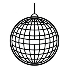 Fototapeta premium Line art disco ball icon black and white isolated on white background