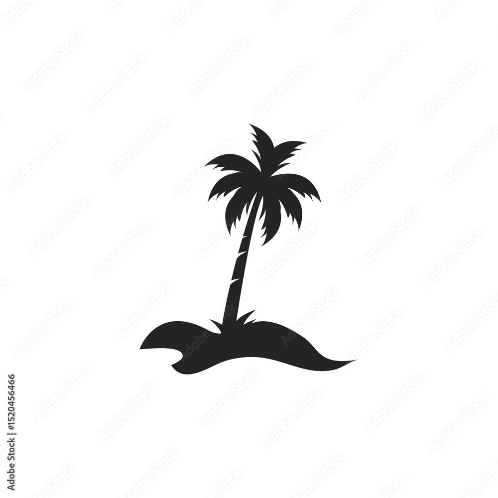 Poster beach icon or logo isolated sign, vector palm tree simple illustration for web and app..eps