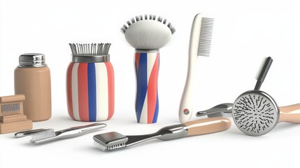 Collection of barber styling equipment showcasing classic elements of grooming tools