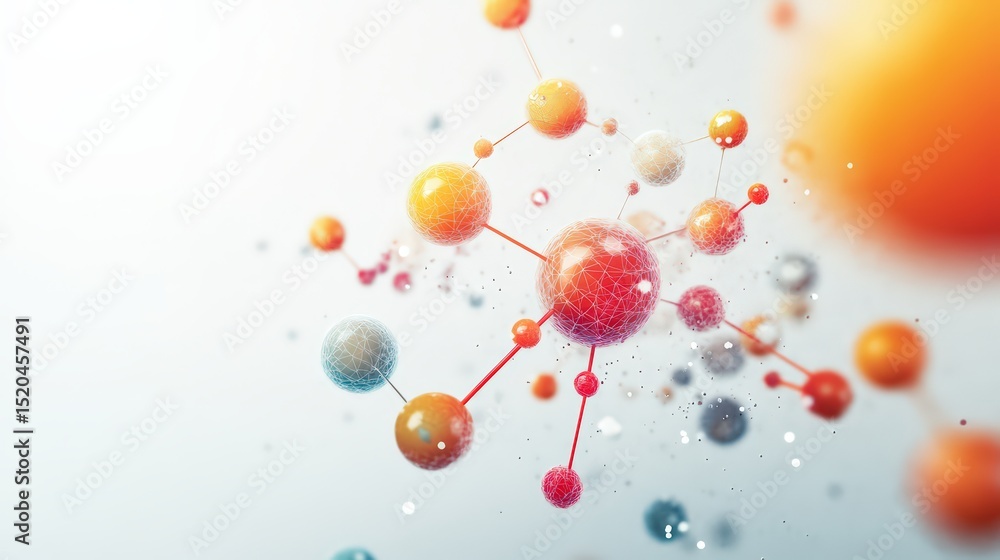 Poster colorful molecular structure representing science and innovation concepts