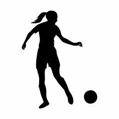 Woman soccer player silhouett...